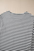 Gray Stripe Drop Sleeve Round Neck Oversized Long Sleeve Top